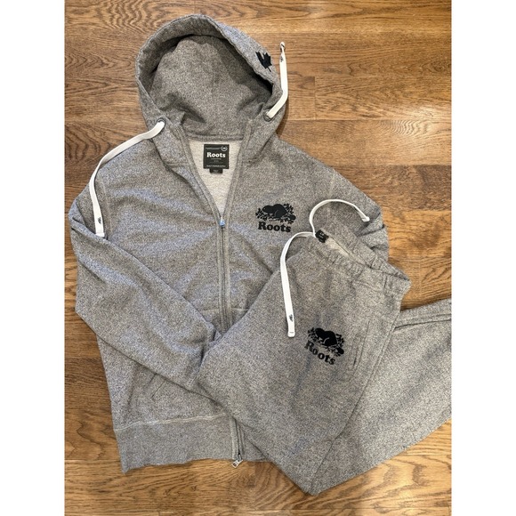 Roots Other - Roots Canada Tracksuit Sweatsuit Zip Hoodie Joggers Grey Men's Large 2 Piece Set